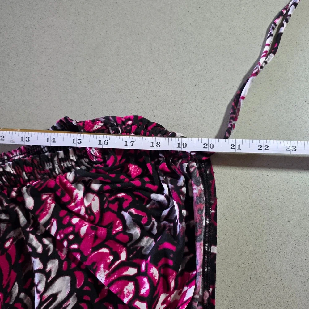 Worthington Stretch‎ Pink Abstract Floral Smocked Blouse XL Off Shoulder Top